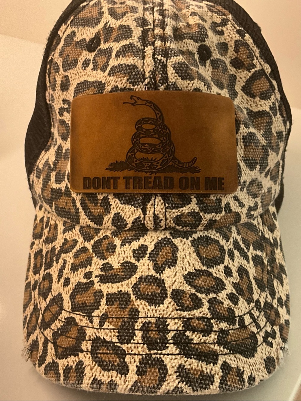 Leopard Print suede logo  'Don't Tread On Me' Punisher Resistance Hats Unisex